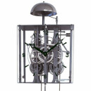 Horloge comtoise moderne squelette en m&eacute;tal peint gris titane