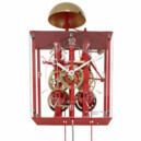 Horloge comtoise moderne squelette en m&eacute;tal peint rouge zoom