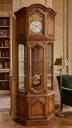 Horloge comtoise vitrine &agrave; sonnerie Westminster en ch&ecirc;ne massif