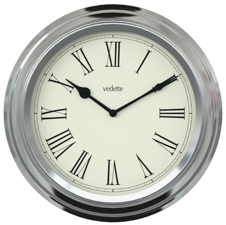 Pendule murale silencieuse en aluminium brillant