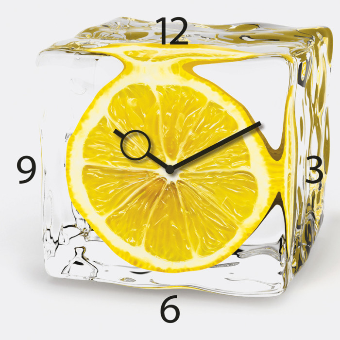 Horloge murale en verre "Glaçon citron"
