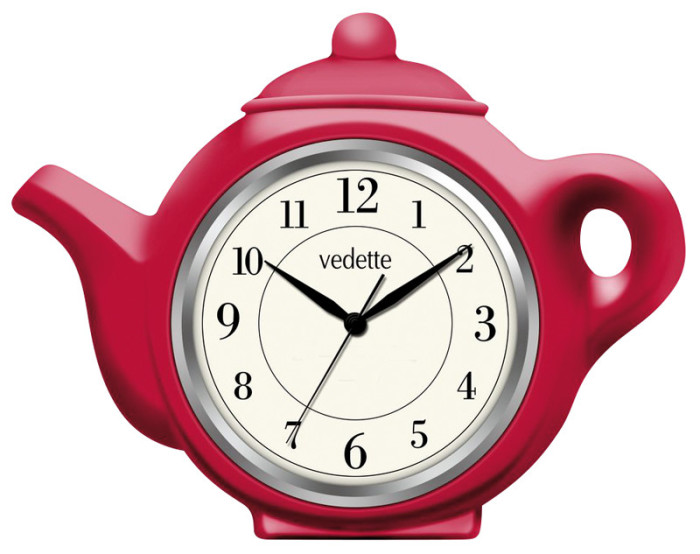 Pendule murale de cuisine rouge Teatime