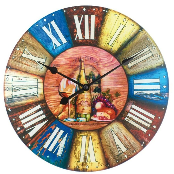 Pendule murale ronde colorée chiffres romains