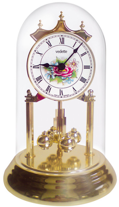 Pendule 400 jours sous cloche fleur rose 23 cm