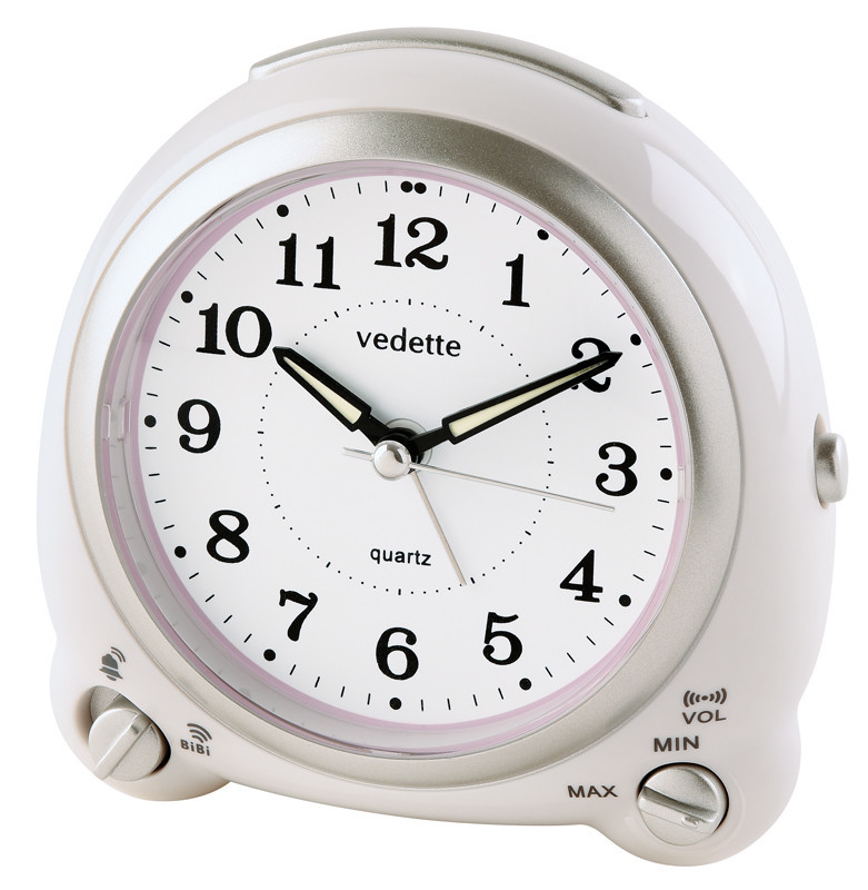 R&eacute;veil blanc silencieux sonnerie bip-bip ou cloche volume r&eacute;glable