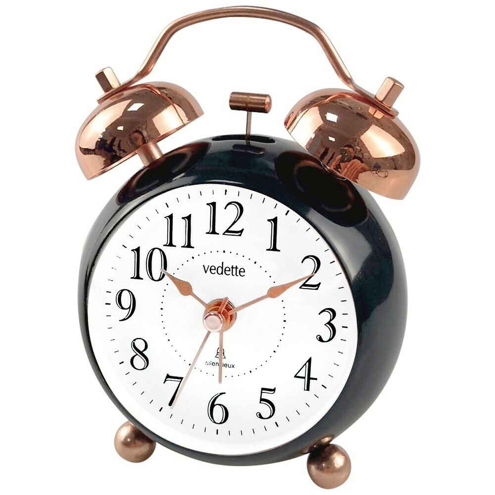 R&eacute;veil analogique noir silencieux &agrave; cloches