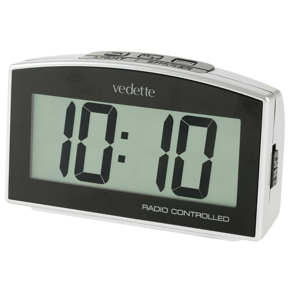 R&eacute;veil num&eacute;rique Vedette noir affichage LCD r&eacute;tro&eacute;clair&eacute;