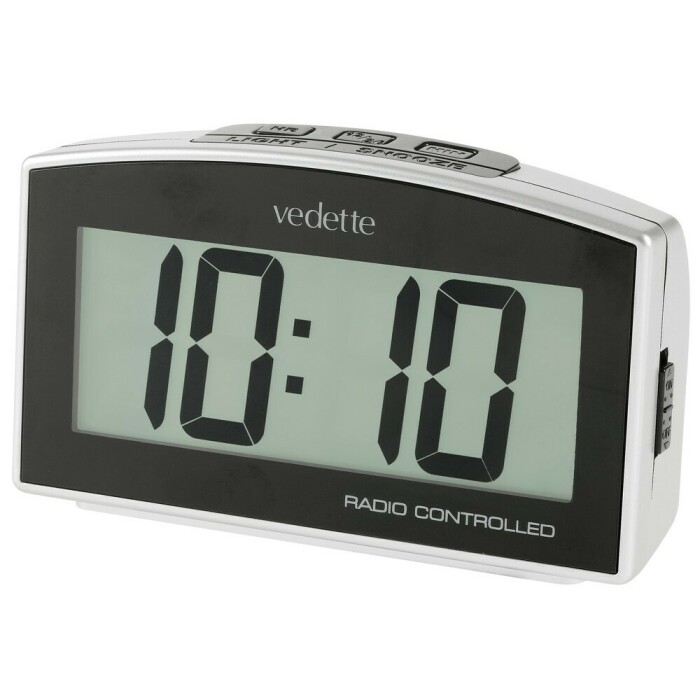 Réveil numérique Vedette noir affichage LCD rétroéclairé