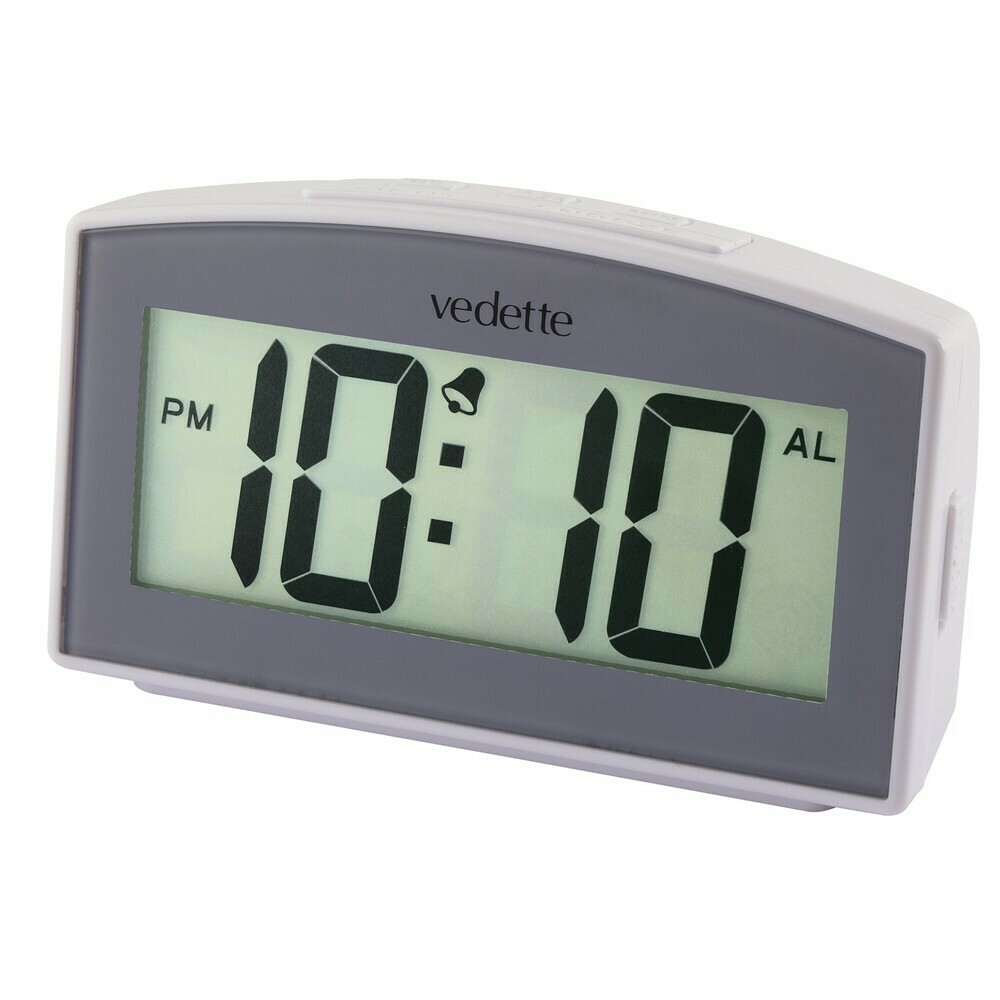 R&eacute;veil num&eacute;rique Vedette gris affichage LCD r&eacute;tro&eacute;clair&eacute;