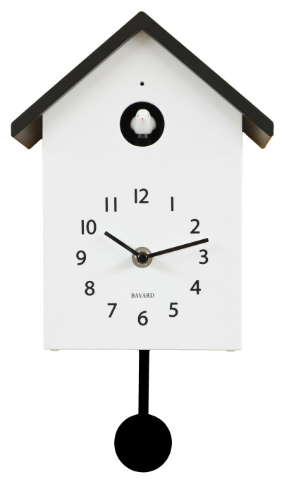 Coucou moderne blanc Bayard avec arrêt de sonnerie