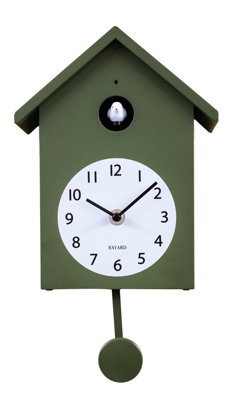 Coucou moderne vert Bayard avec arr&ecirc;t de sonnerie