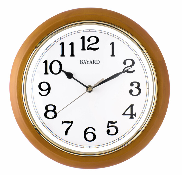 Pendule murale silencieuse ronde en bois massif Bayard