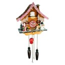 Horloge coucou No&euml;l Trenkle quartz &eacute;dition sp&eacute;ciale P&egrave;re No&euml;l et bonhomme de neige 27cm profil