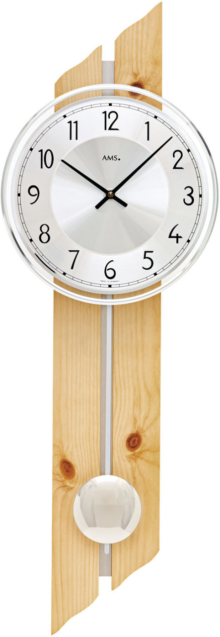 Horloge murale en bois massif bouleau et aluminium