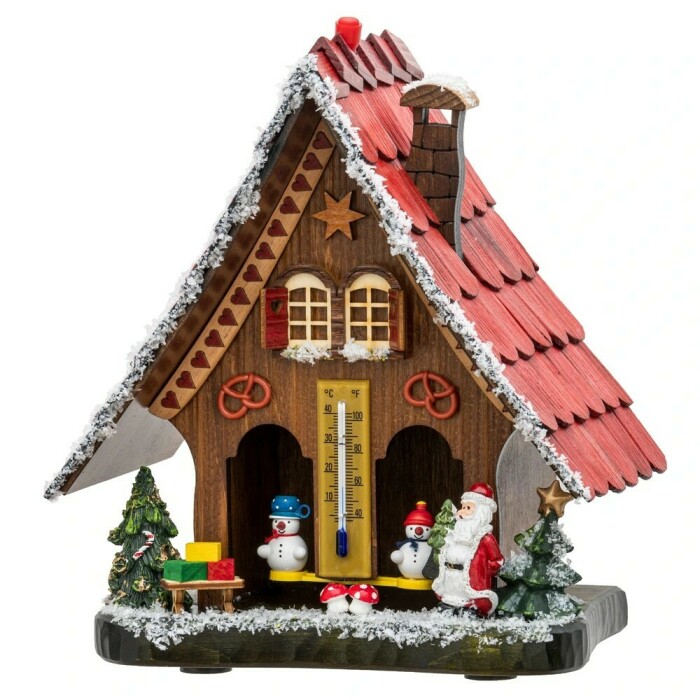 Chalet météo thermomètre édition de Noël hauteur 21cm