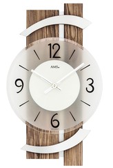 Pendule design en bois façon noyer et aluminium