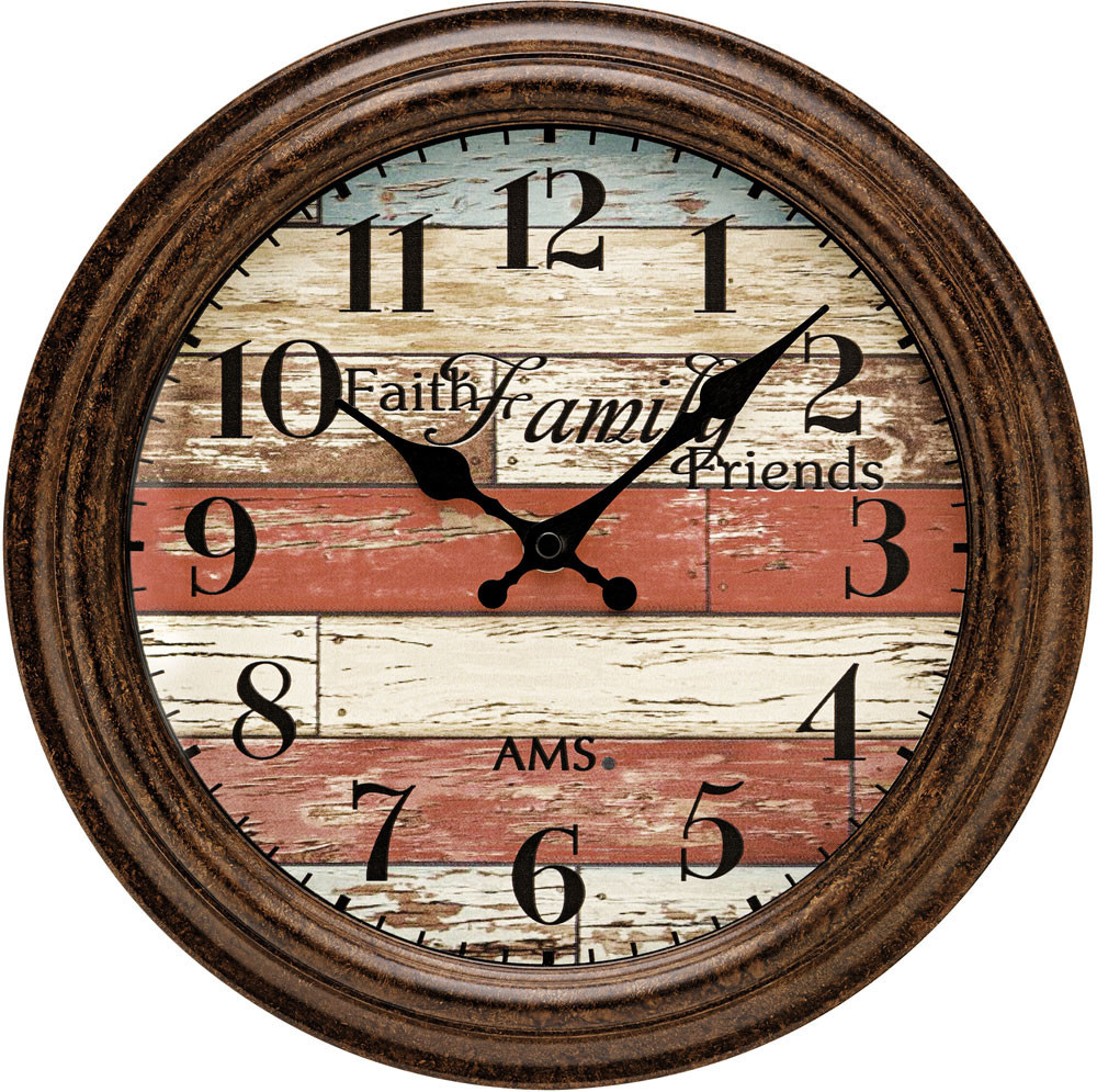 Horloge murale en plastique marron style vintage