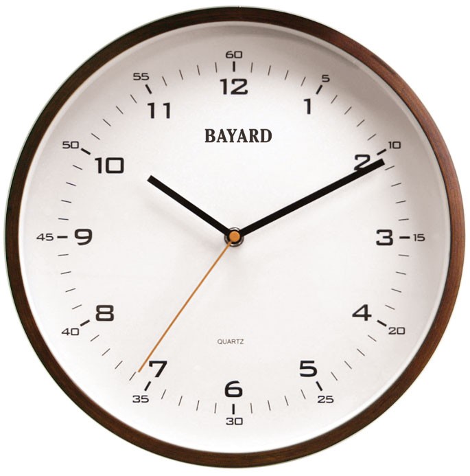 Horloge murale entourage bois fonc&eacute;