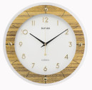 Pendule murale silencieuse Bayard bois clair entourage biseaut&eacute; en verre