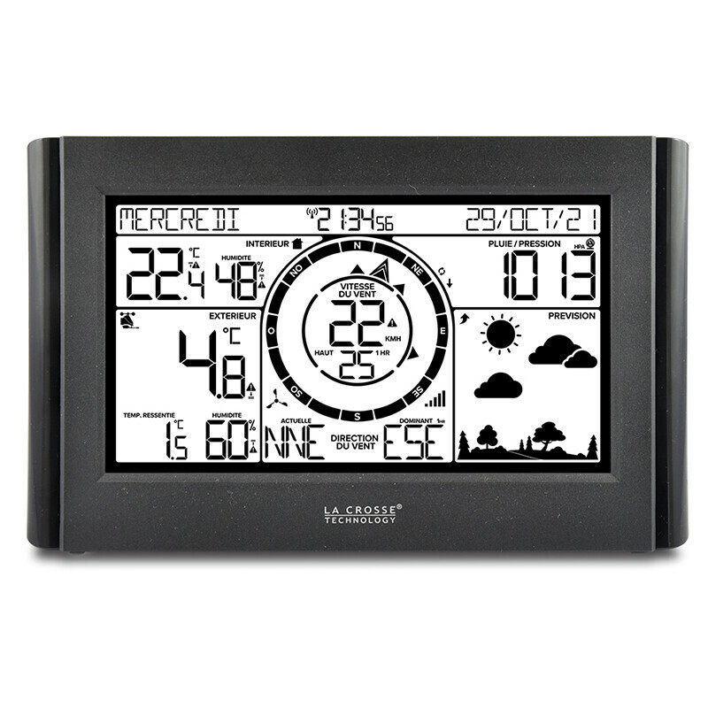 STATION METEO CONNECTEE RADIO CONTROLEE COULEUR AVEC SONDE EXTERIEURE 7 EN  1