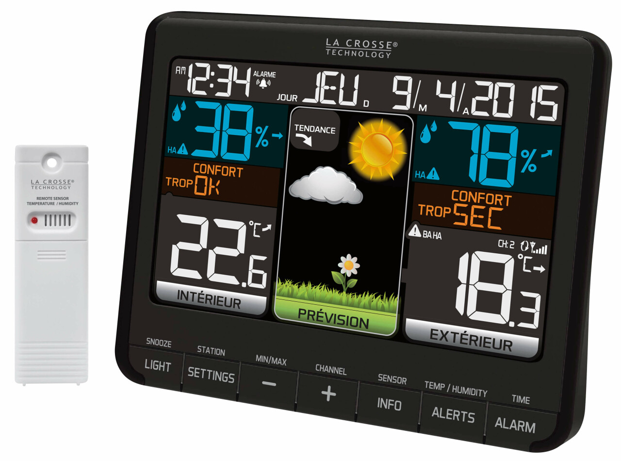 Station météo LCD - Thermomètre int./ext. / Hygromètre int./ext. / Baromètre