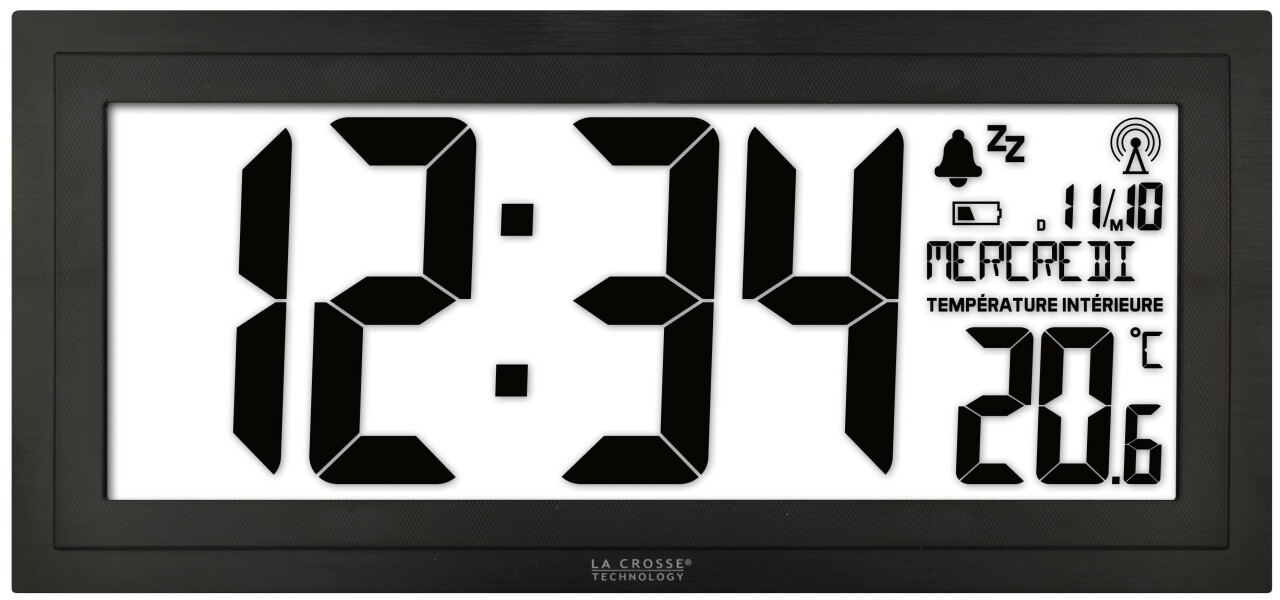 Horloge murale digitale radio-pilot&eacute;e grands chiffres