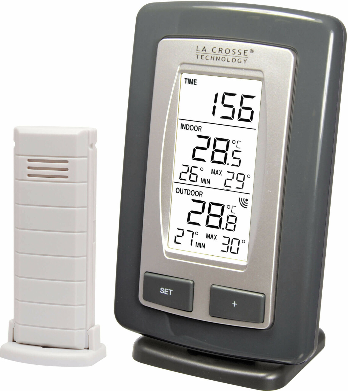 Station m&eacute;t&eacute;o grise simple et pratique &agrave; poser ou &agrave; fixer