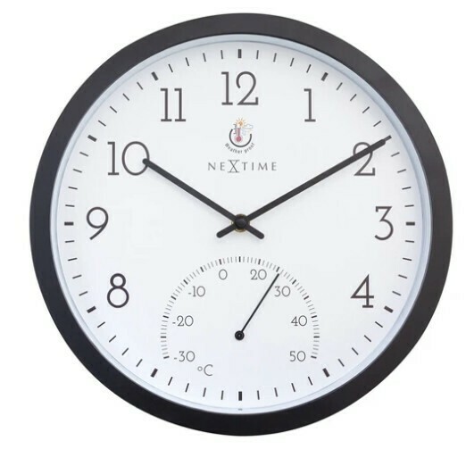Pendule murale étanche ronde noire pour extérieur
