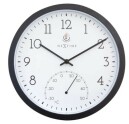 Pendule murale &eacute;tanche ronde noire pour ext&eacute;rieur