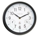 Pendule murale &eacute;tanche ronde noire ext&eacute;rieur temp&eacute;rature hygrom&eacute;trie