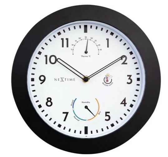 Pendule murale noire ronde de jardin température et taux humidité