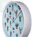 Pendule &agrave; quartz ronde cadran bleu &quot;Cactus&quot;_profil