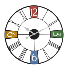 Horloge murale design color&eacute;e en m&eacute;tal grand diam&egrave;tre