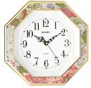 Pendule murale octogonale assiette Bayard fleurs