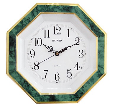 Pendule murale assiette d&eacute;corative entourage vert