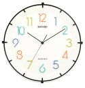 Horloge murale ronde blanche chiffres color&eacute;s