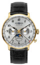 Montre Hindenburg Mondphase phase de lune boitier dor&eacute; pour homme Zeppelin