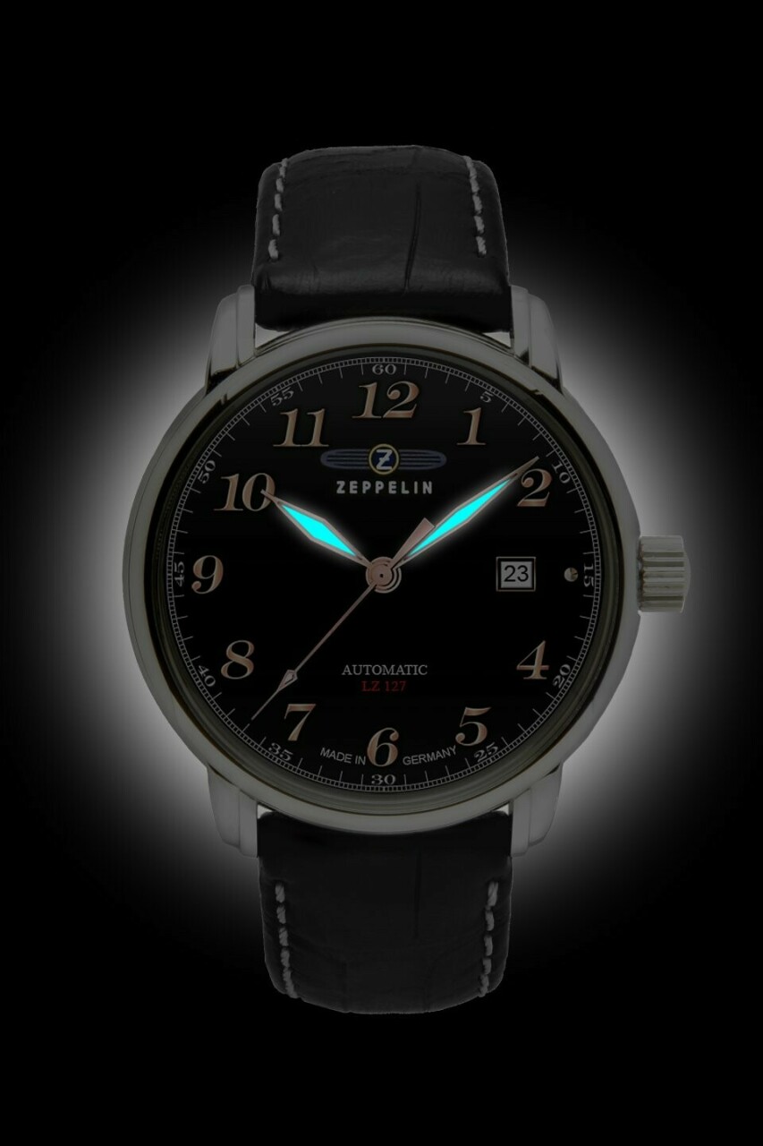 Montre LZ127 Graf cadran noir pour homme Zeppelin_situation nuit