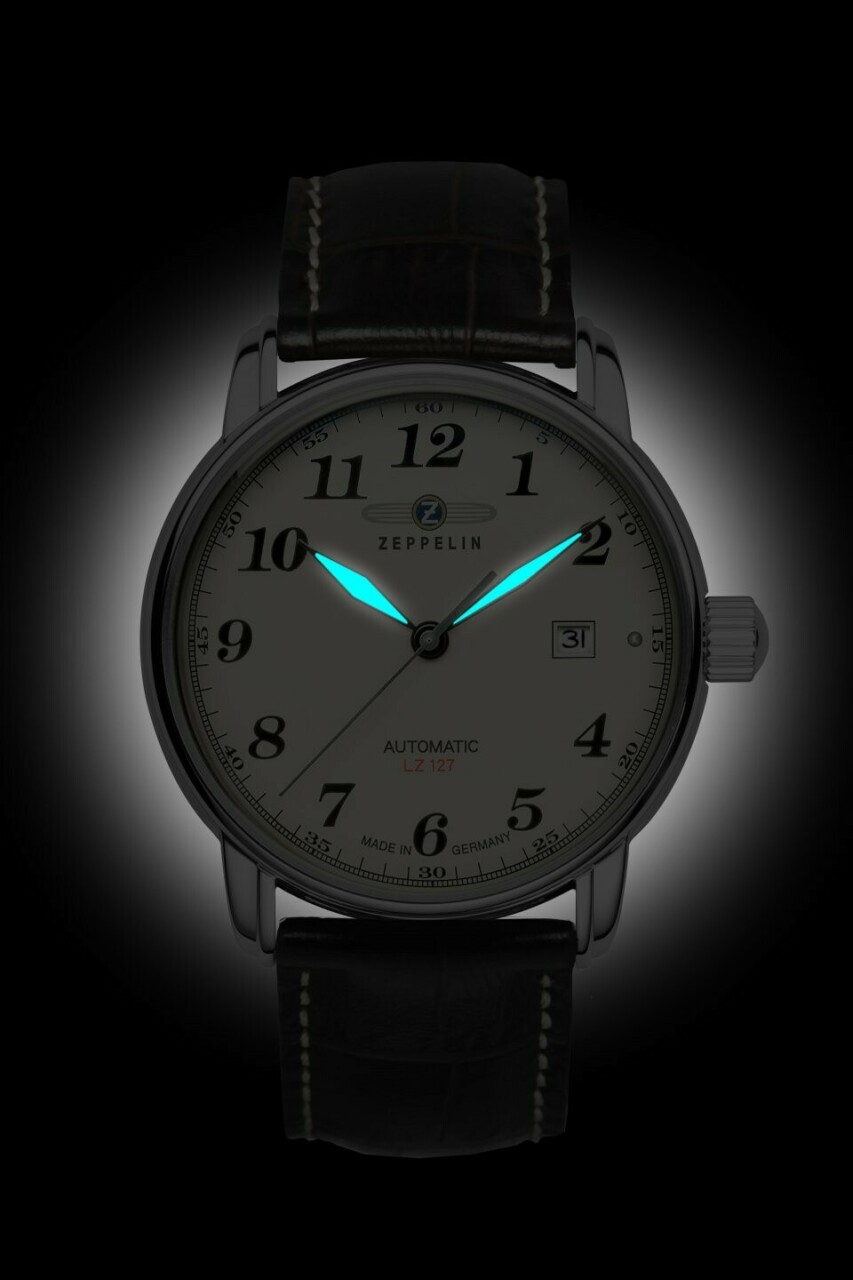 Montre LZ127 Graf cadran blanc pour homme Zeppelin_nuit