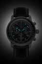 Montre chronographe &agrave; quartz 100 Jahre bracelet cuir cadran noir pour homme Zeppelin_nuit