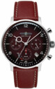 Montre LZ129 Hindenburg chronographe solaire bracelet cuir v&eacute;g&eacute;tal bordeaux pour homme Zeppelin