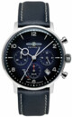 Montre LZ129 Hindenburg chronographe solaire bracelet cuir v&eacute;g&eacute;tal bleu pour homme Zeppelin