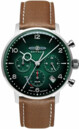 Montre LZ129 Hindenburg chronographe solaire bracelet cuir v&eacute;g&eacute;tal marron pour homme Zeppelin