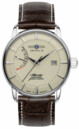 Montre automatique Zeppelin Atlantic r&eacute;serve de marche bracelet cuir pour homme cadran beige