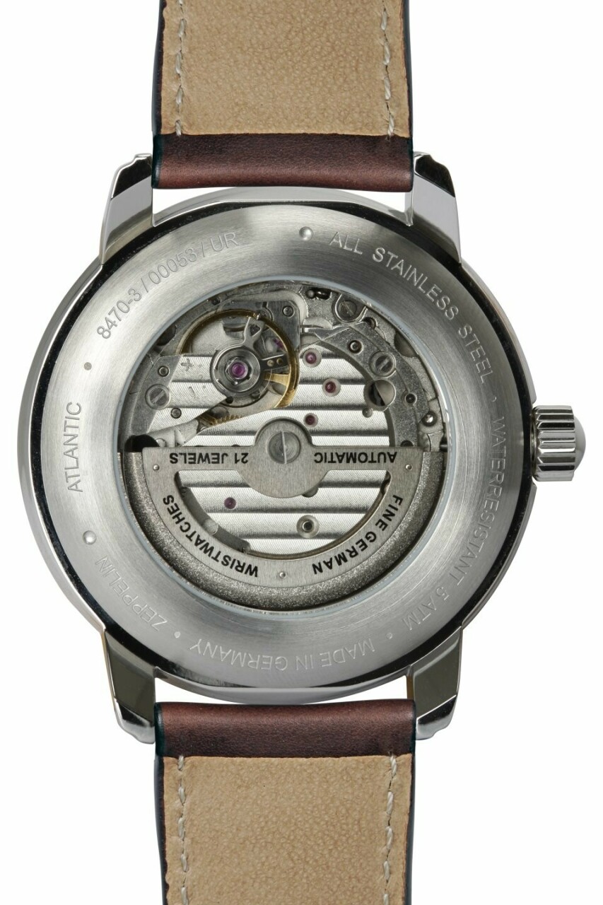 Montre automatique Zeppelin Atlantic affichage 24 heures bracelet cuir pour homme_arri&egrave;re