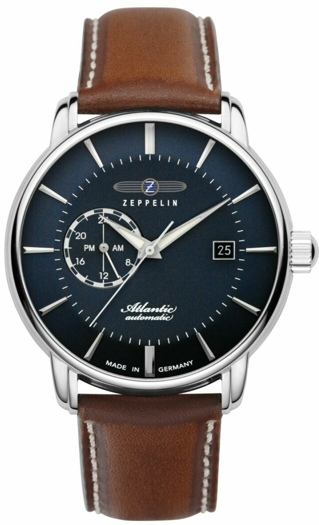 Montre automatique Zeppelin Atlantic affichage 24 heures bracelet cuir pour homme