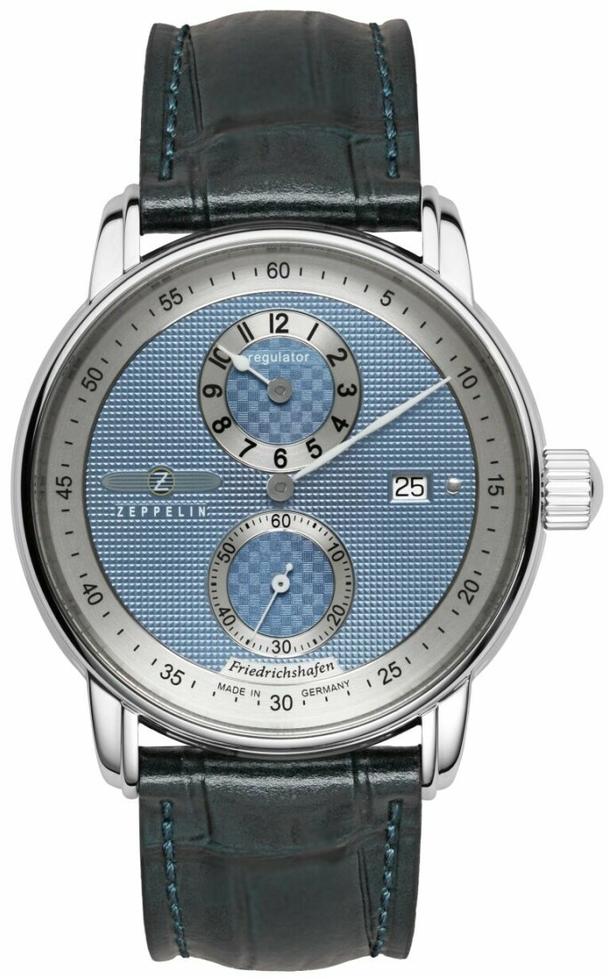 Montre automatique Zeppelin Friedrichshafen bleu bracelet cuir pour homme