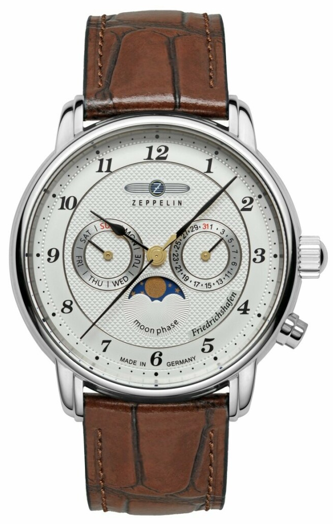 Montre Zeppelin Friedrichshafen phases de Lune jour date pour homme