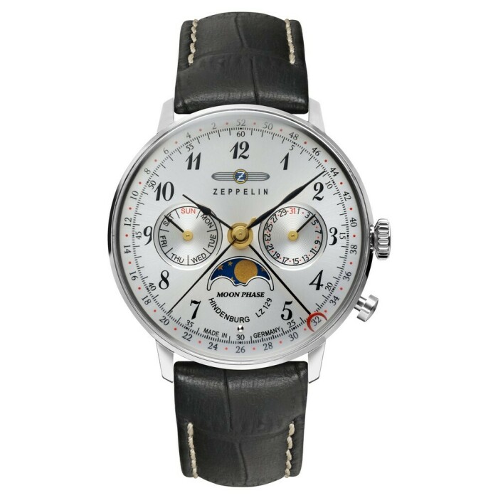 Montre quartz Zeppelin moonphase cadran argent&eacute; dame 7037-1