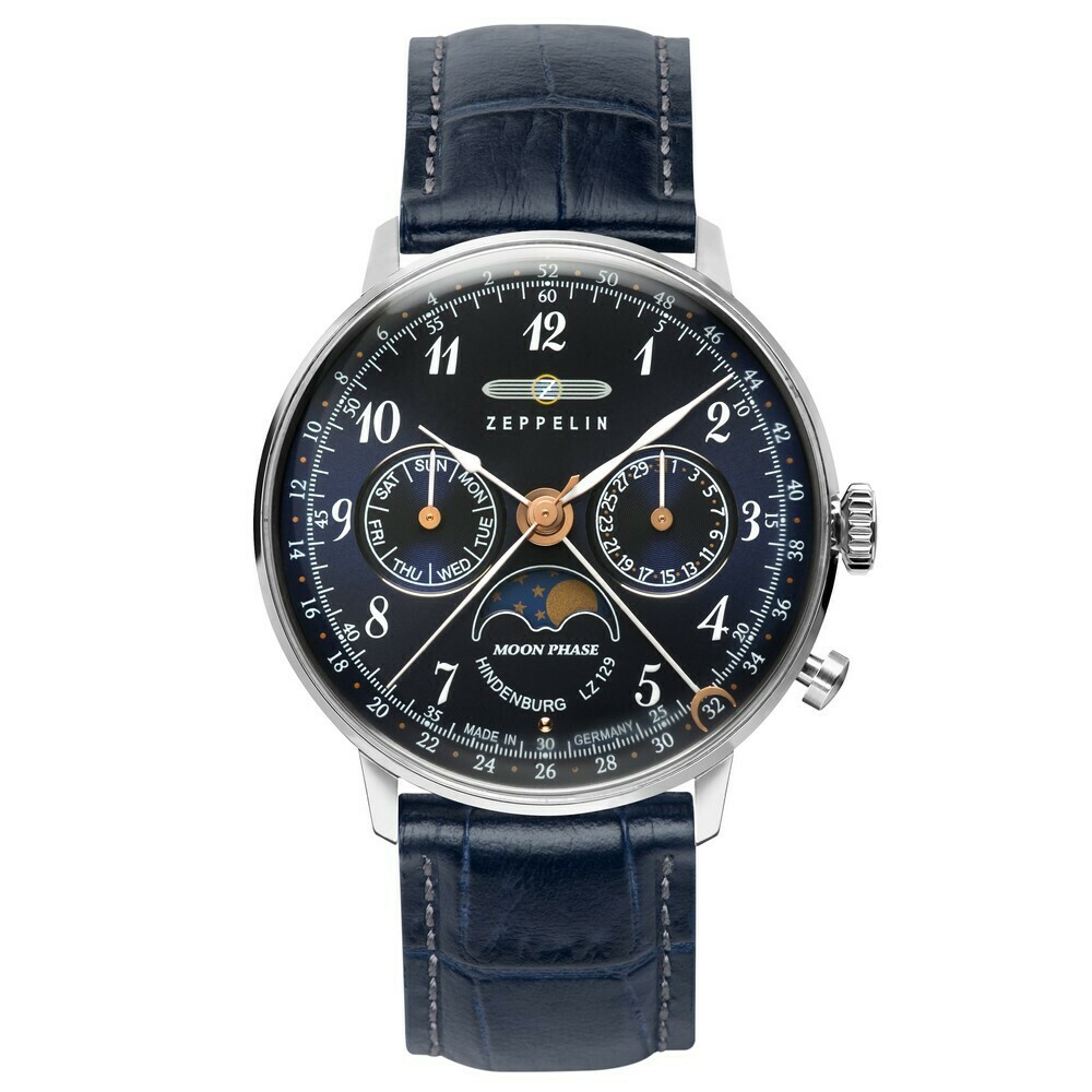 Montre quartz Zeppelin moonphase cadran bleu nuit 7037-3